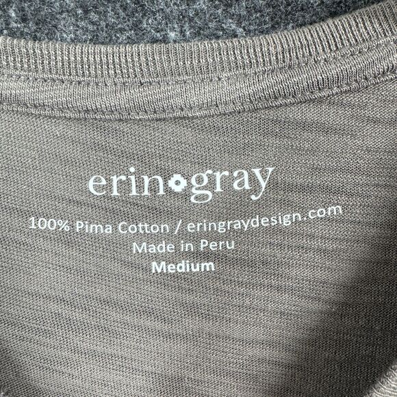 Erin Gray Cya Pima Cotton Top Women's Medium Brown Long Sleeve Shirt NWT - Picture 3 of 10